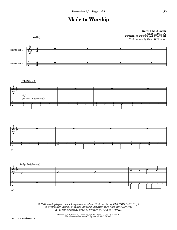 Made To Worship Percussion 1/2 (Chris Tomlin)