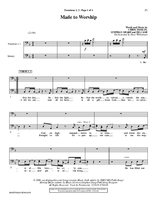 Made To Worship Trombone 1/2 (Chris Tomlin)
