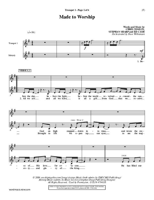 Made To Worship Trumpet 1 (Chris Tomlin)
