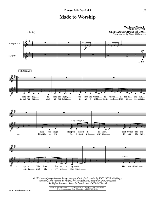 Made To Worship Trumpet 2/3 (Chris Tomlin)