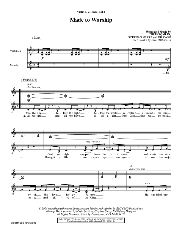 Made To Worship Violin 1/2 (Chris Tomlin)