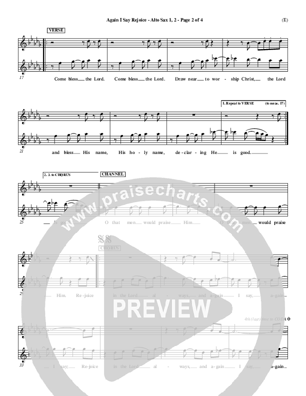 Again I Say Rejoice Alto Sax 1/2 (Israel Houghton)