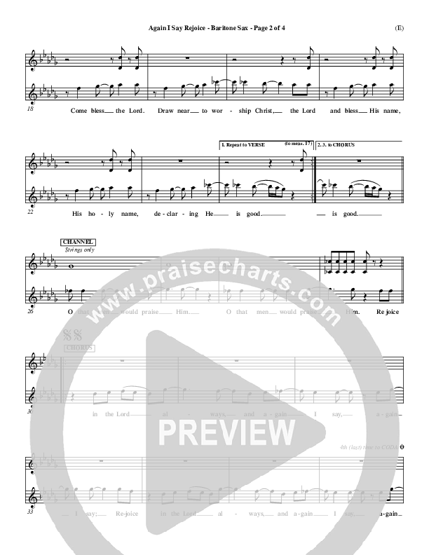 Again I Say Rejoice Bari Sax (Israel Houghton)