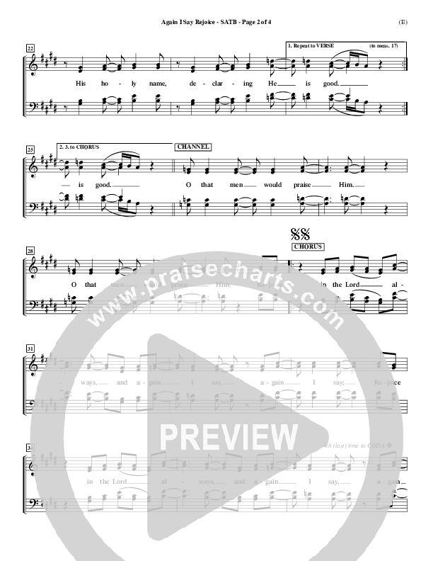 Again I Say Rejoice Choir Sheet (SATB) (Israel Houghton)