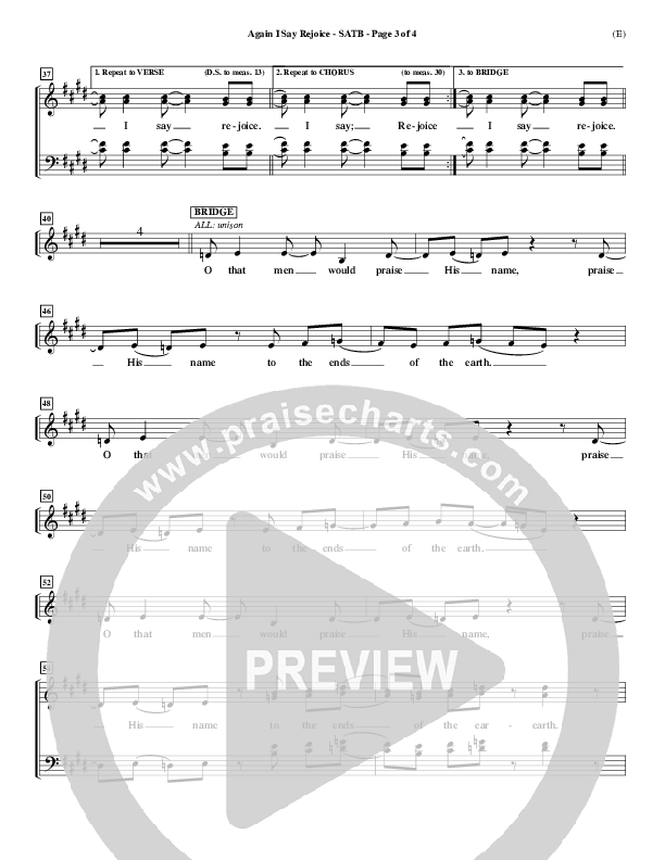 Again I Say Rejoice Choir Sheet (SATB) (Israel Houghton)