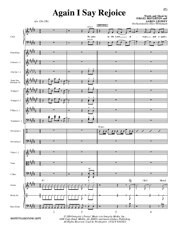 Again I Say Rejoice Conductor's Score (Israel Houghton)