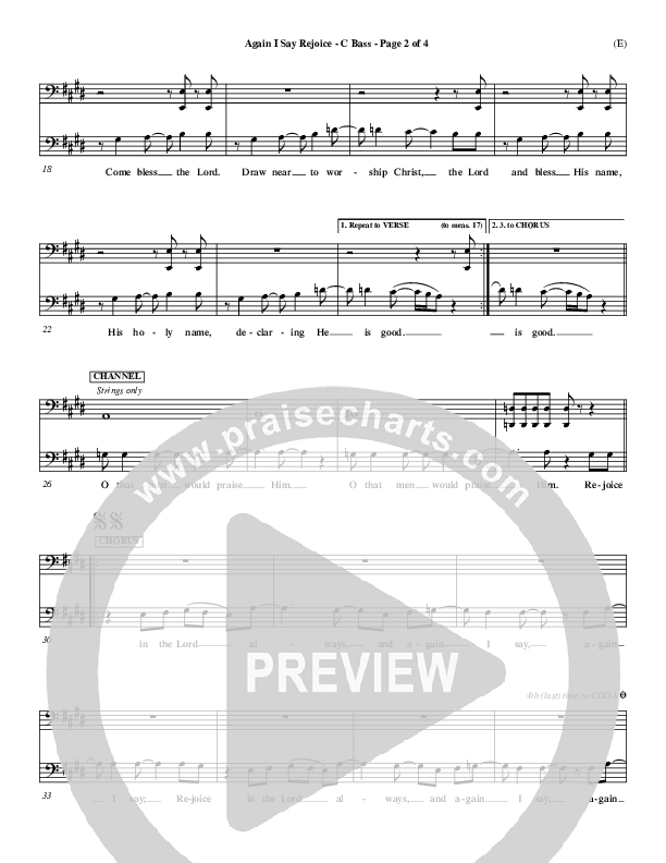 Again I Say Rejoice Contrabass (Israel Houghton)