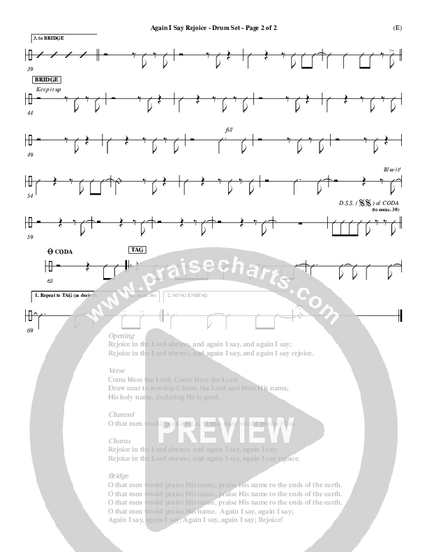 Again I Say Rejoice Drum Set (Israel Houghton)