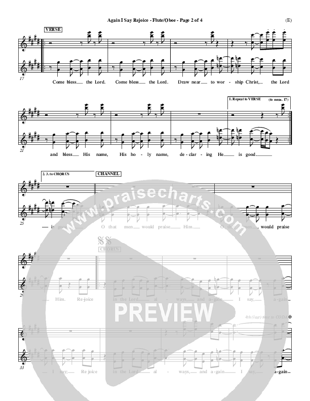 Again I Say Rejoice Flute/Oboe (Israel Houghton)