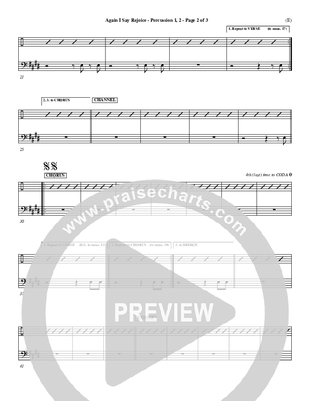 Again I Say Rejoice Percussion 1/2 (Israel Houghton)