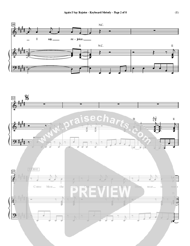 Again I Say Rejoice Piano/Vocal (Israel Houghton)