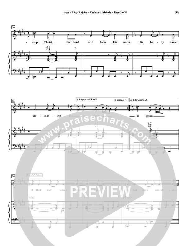 Again I Say Rejoice Piano/Vocal (Israel Houghton)