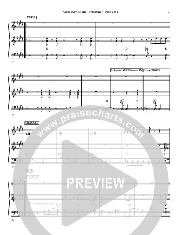 Again I Say Rejoice Synth (Israel Houghton)