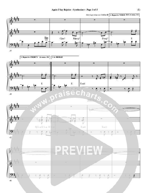 Again I Say Rejoice Synth (Israel Houghton)