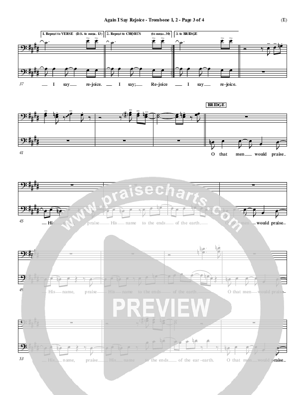 Again I Say Rejoice Trombone 1/2 (Israel Houghton)