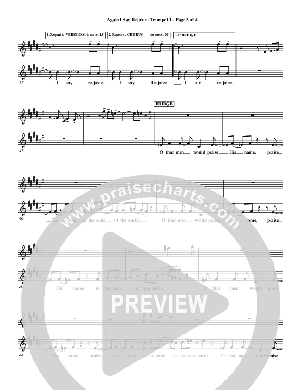 Again I Say Rejoice Trumpet 1 (Israel Houghton)