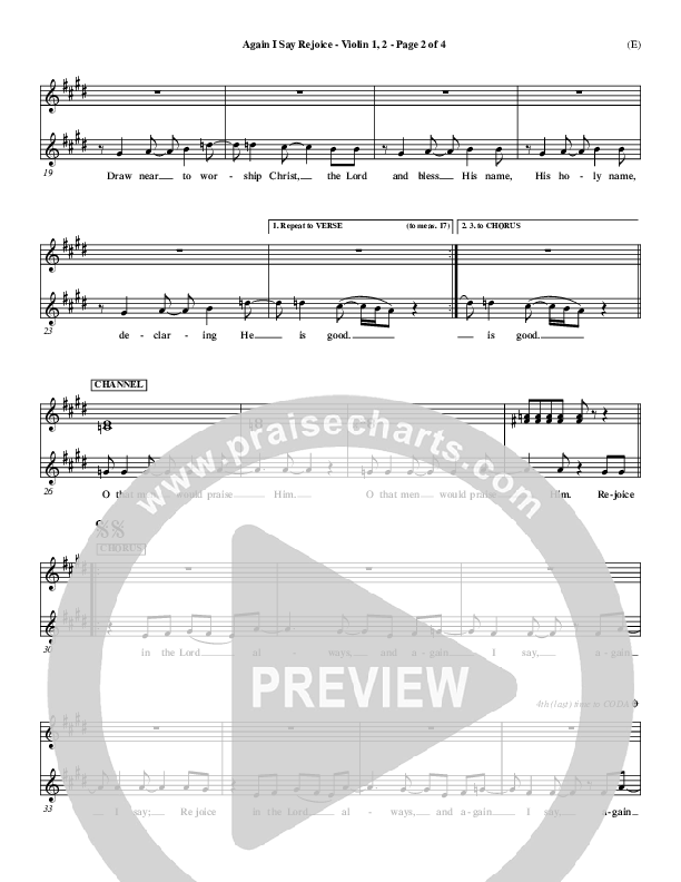 Again I Say Rejoice Violin 1/2 (Israel Houghton)