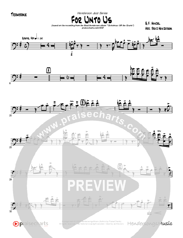 For Unto Us (Instrumental) Trombone (Brad Henderson)