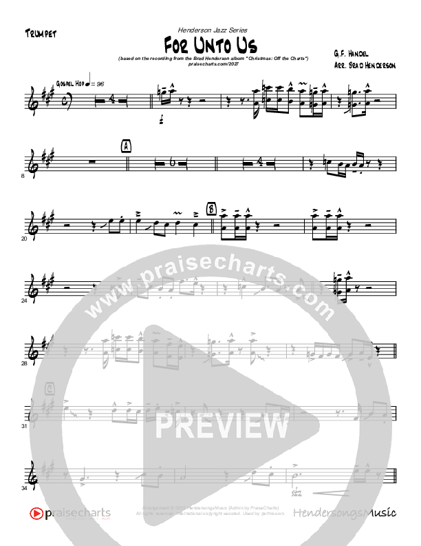 For Unto Us (Instrumental) Trumpet (Brad Henderson)