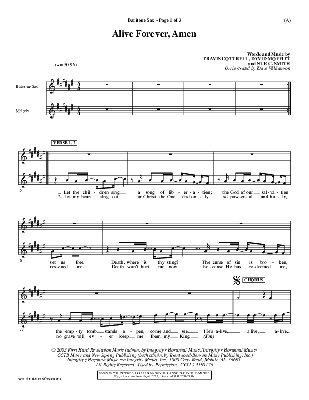 Alive Forever Amen Bari Sax (Travis Cottrell)
