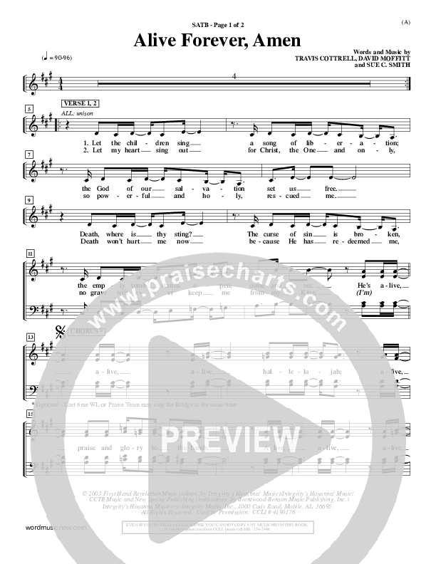 Alive Forever Amen Choir Vocals (SATB) (Travis Cottrell)