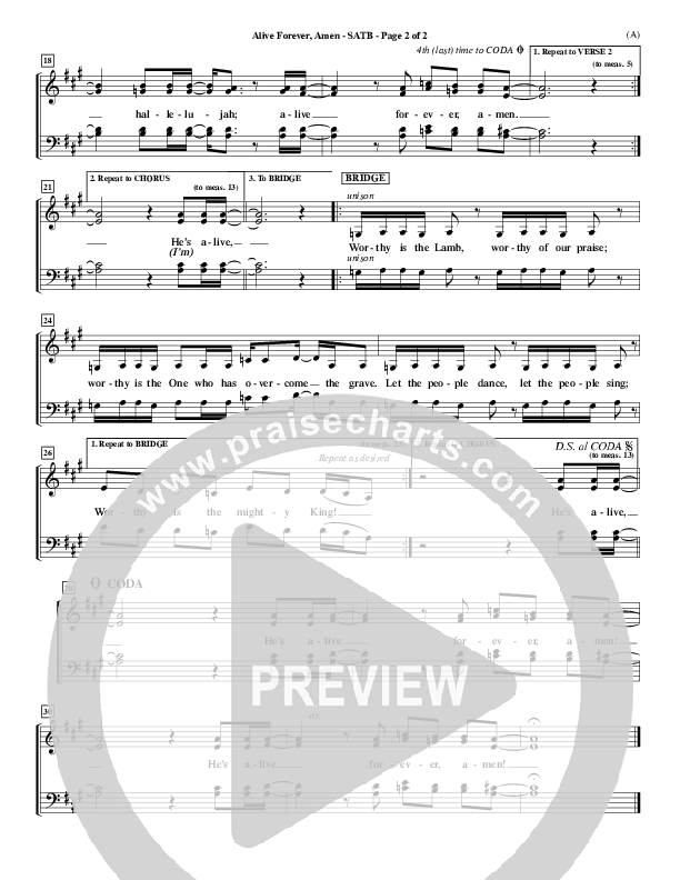 Alive Forever Amen Choir Sheet (SATB) (Travis Cottrell)