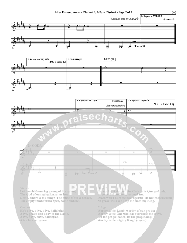 Alive Forever Amen Clarinet 1/2, Bass Clarinet (Travis Cottrell)