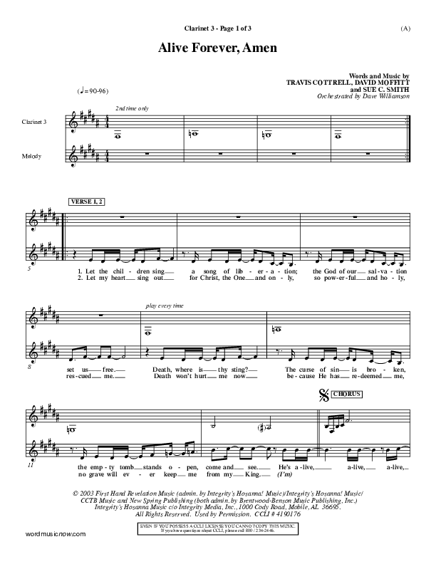Alive Forever Amen Clarinet 3 (Travis Cottrell)