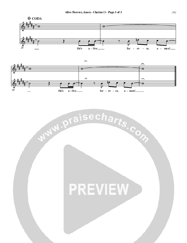 Alive Forever Amen Clarinet 3 (Travis Cottrell)