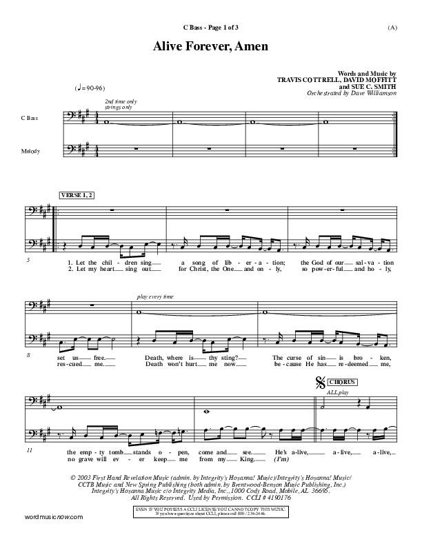 Alive Forever Amen Contrabass (Travis Cottrell)