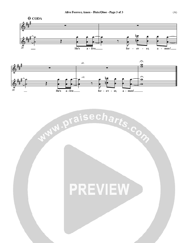 Alive Forever Amen Flute/Oboe (Travis Cottrell)