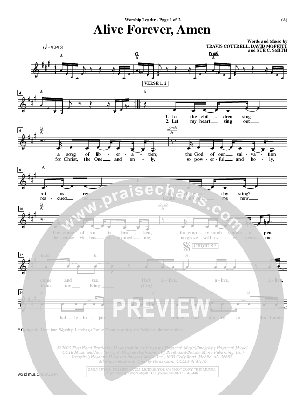 Alive Forever Amen Lead Sheet (Travis Cottrell)