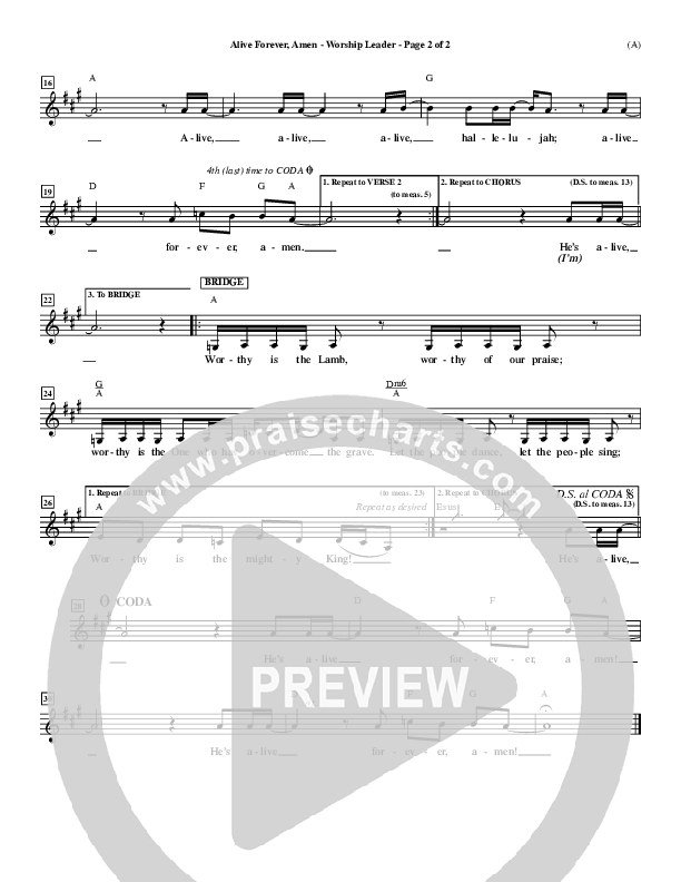 Alive Forever Amen Lead Sheet (Travis Cottrell)