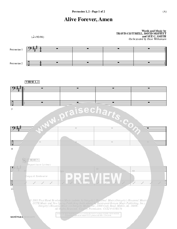 Alive Forever Amen Percussion 1/2 (Travis Cottrell)