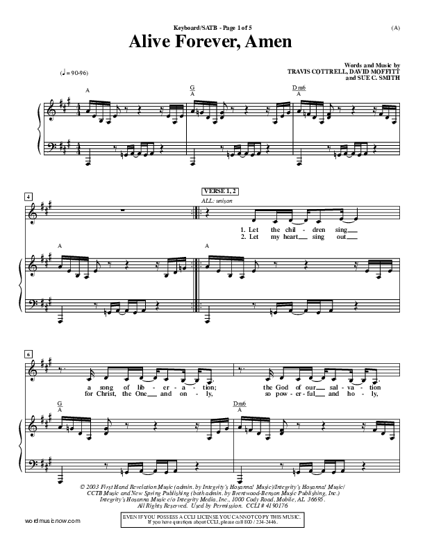 Alive Forever Amen Lead Sheet (Travis Cottrell)