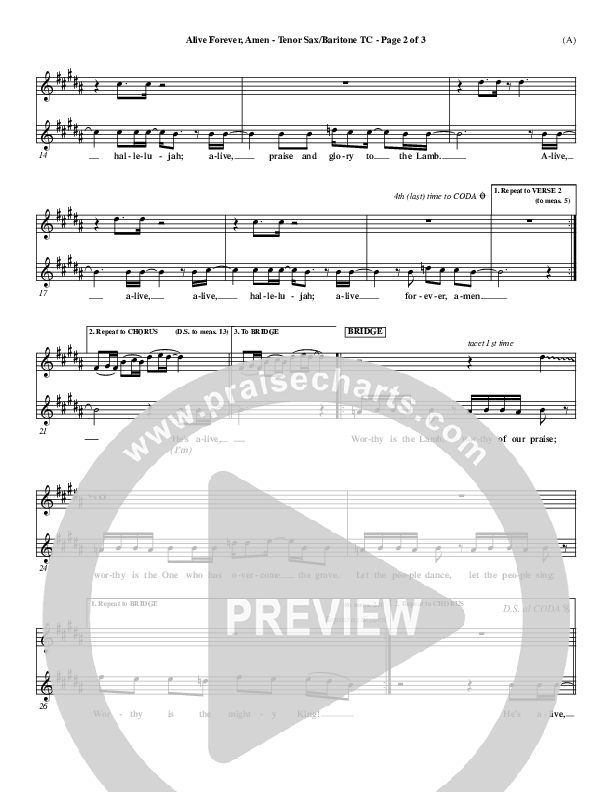 Alive Forever Amen Tenor Sax/Baritone T.C. (Travis Cottrell)