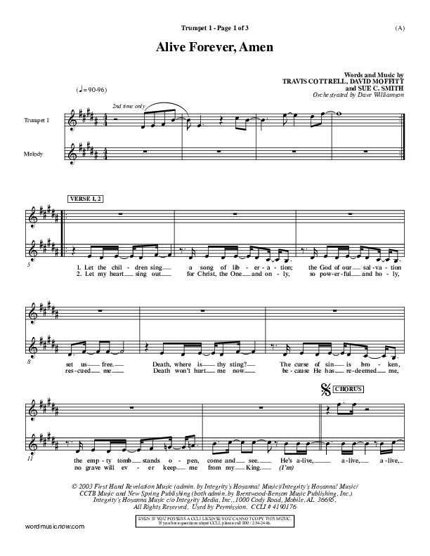 Alive Forever Amen Trumpet 1 (Travis Cottrell)