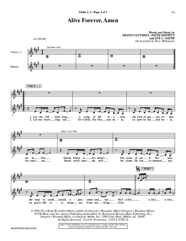 Alive Forever Amen Violin 1/2 (Travis Cottrell)