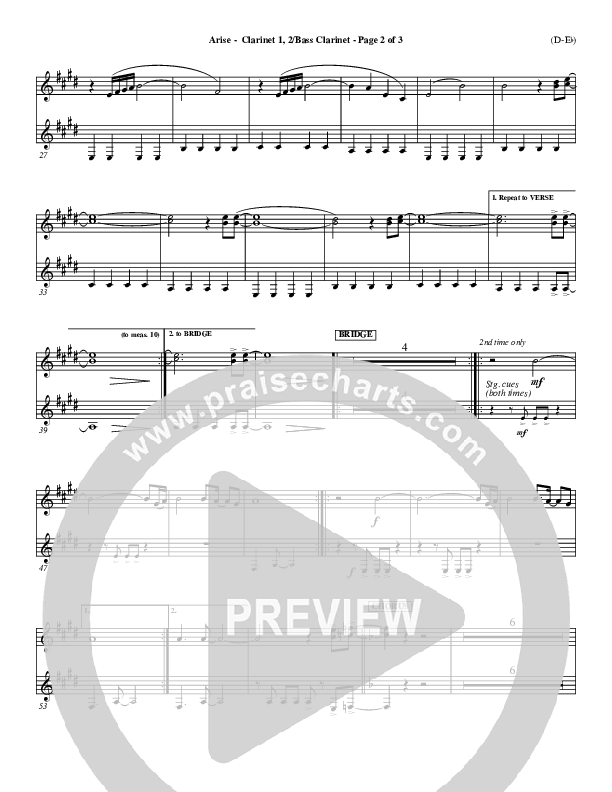 Arise Clarinet 1/2, Bass Clarinet (Paul Baloche)