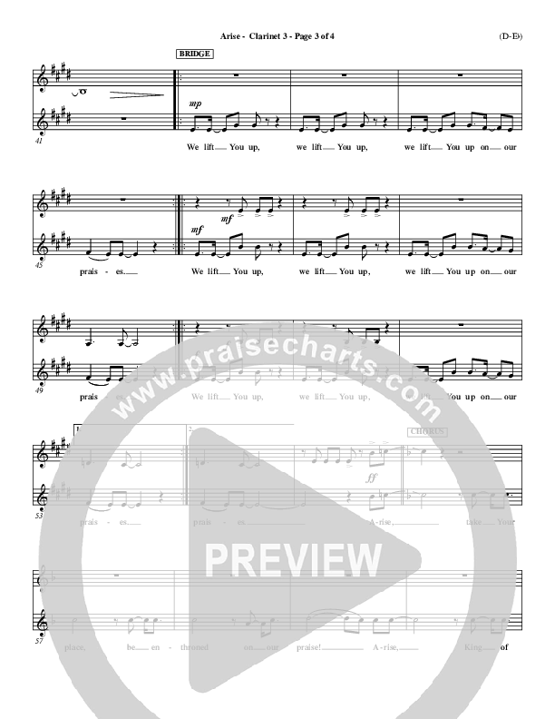 Arise Clarinet 3 (Paul Baloche)