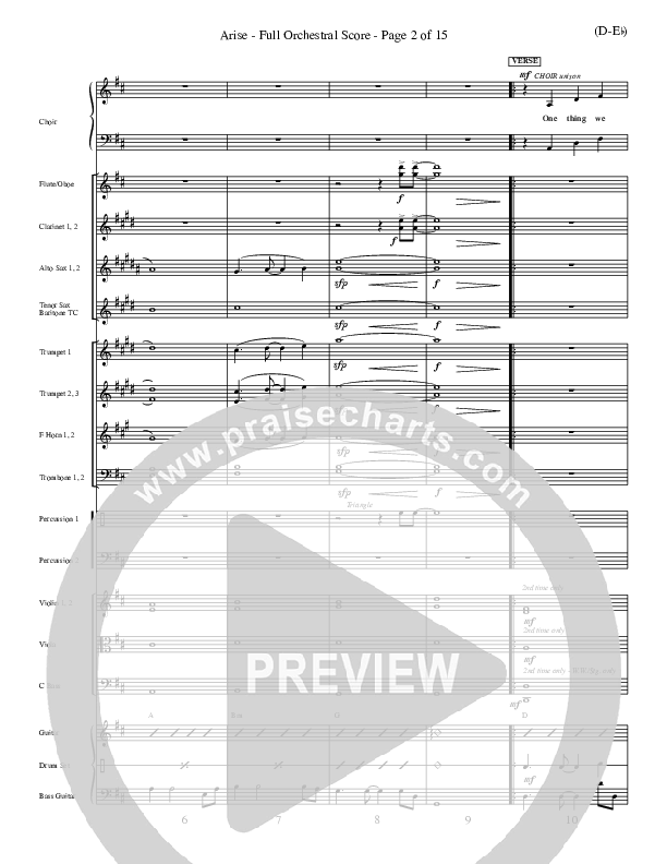 Arise Conductor's Score (Paul Baloche)