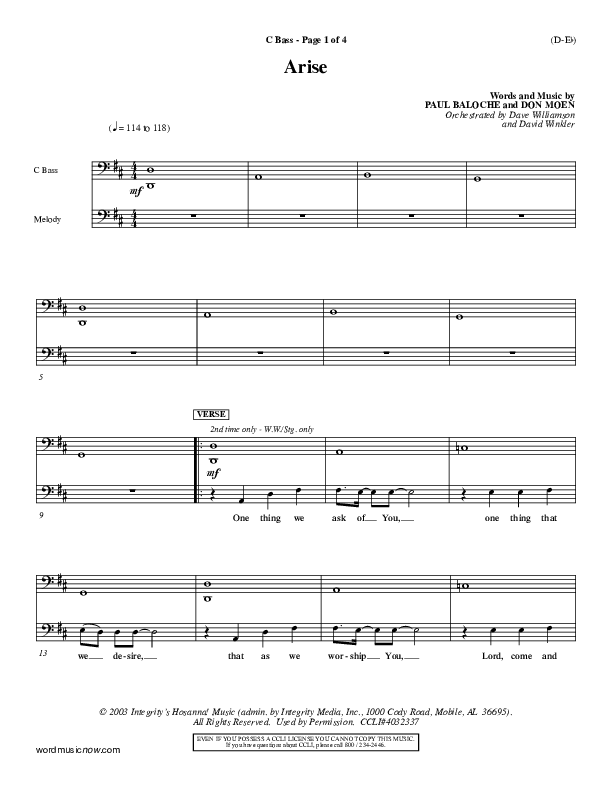 Arise Contrabass (Paul Baloche)