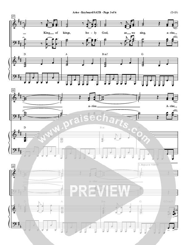 Arise Piano/Vocal (SATB) (Paul Baloche)