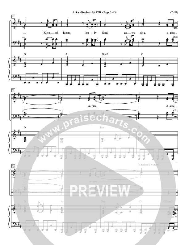 Arise Lead Sheet (Paul Baloche)