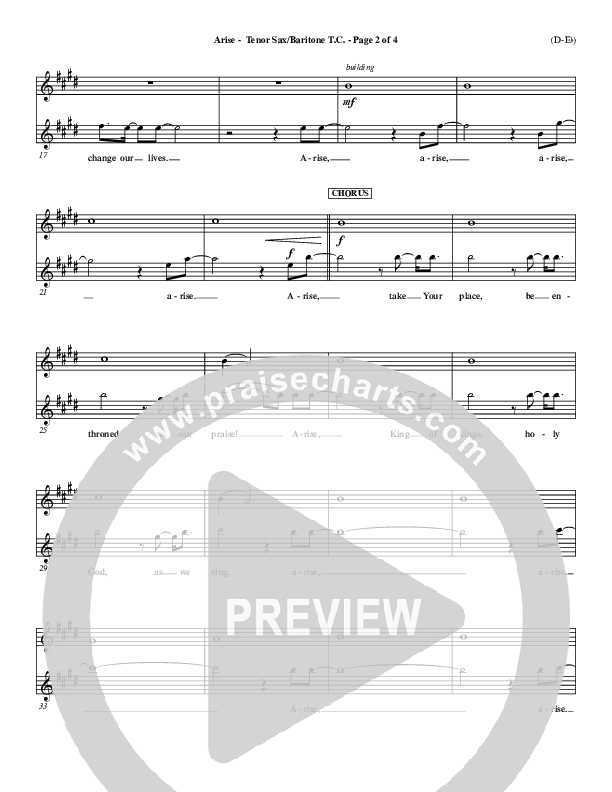 Arise Tenor Sax/Baritone T.C. (Paul Baloche)