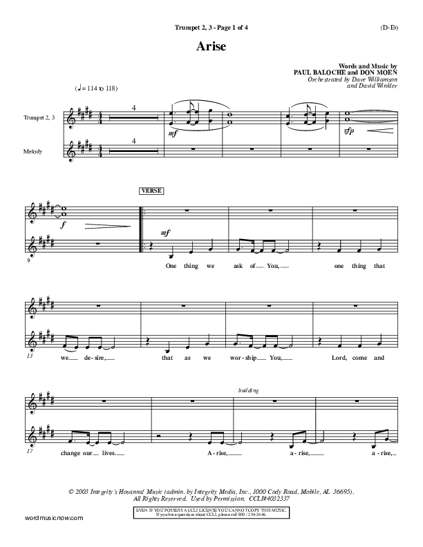 Arise Trumpet 2/3 (Paul Baloche)