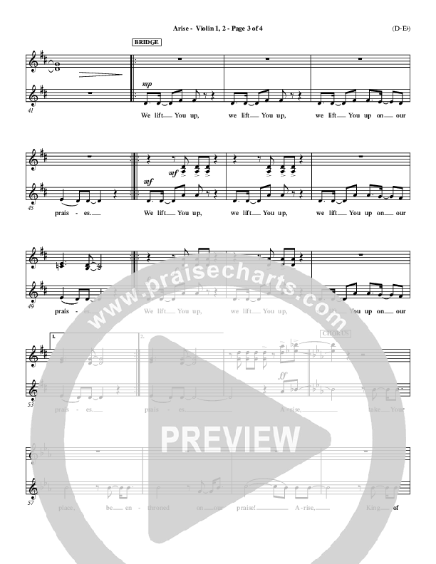 Arise Violin 1/2 (Paul Baloche)