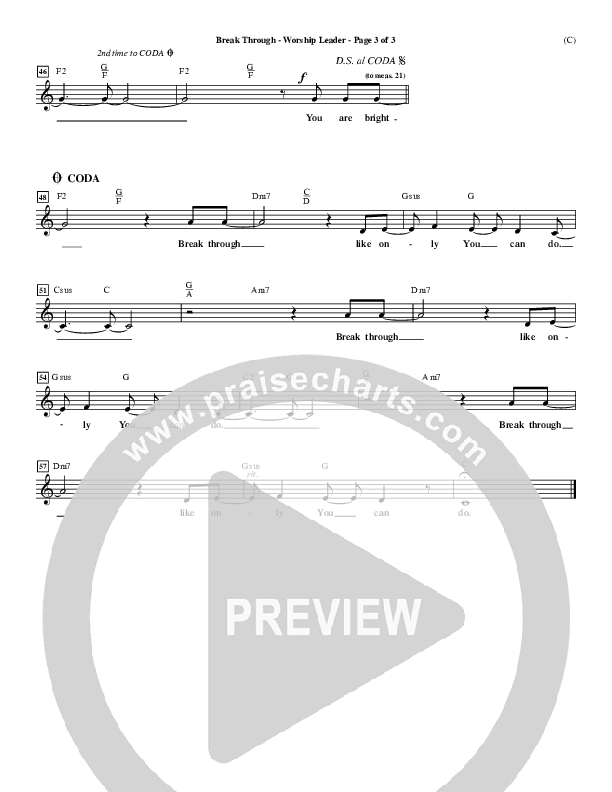 Break Through Lead Sheet (Tommy Walker)