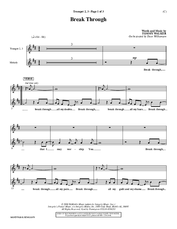 Break Through Trumpet 2/3 (Tommy Walker)
