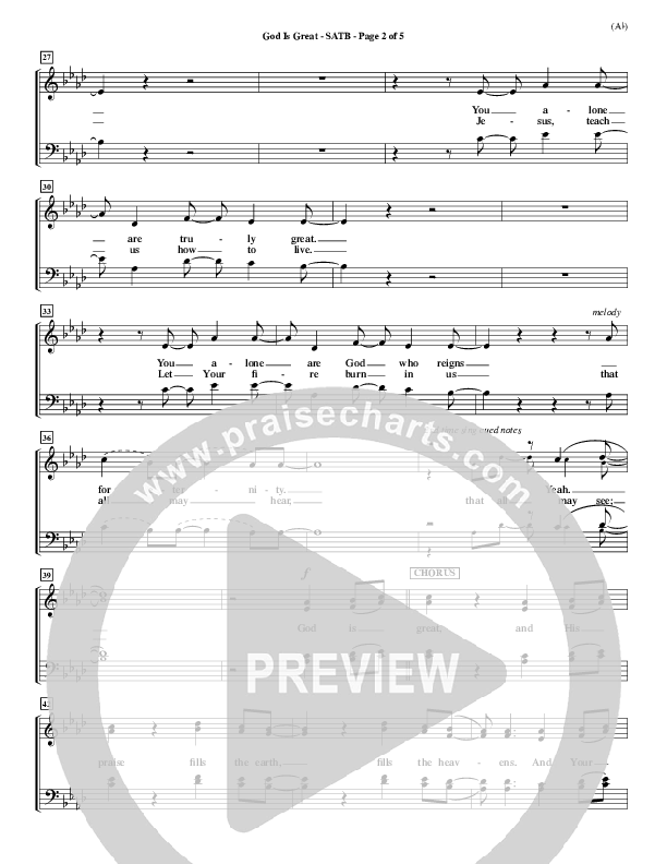God Is Great Choir Sheet (SATB) (Marty Sampson)